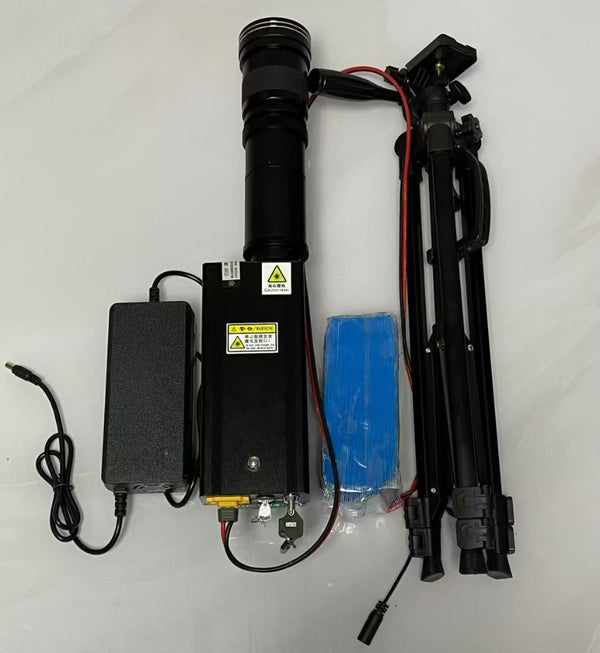 HR260-DIY Laser Cannon. Upgraded 260 W high power( Battery 4500mA*16, Wavelength 1064) Cannon barrel lens. Range 30-50 meters. The appearance is the same as HR 500 watts